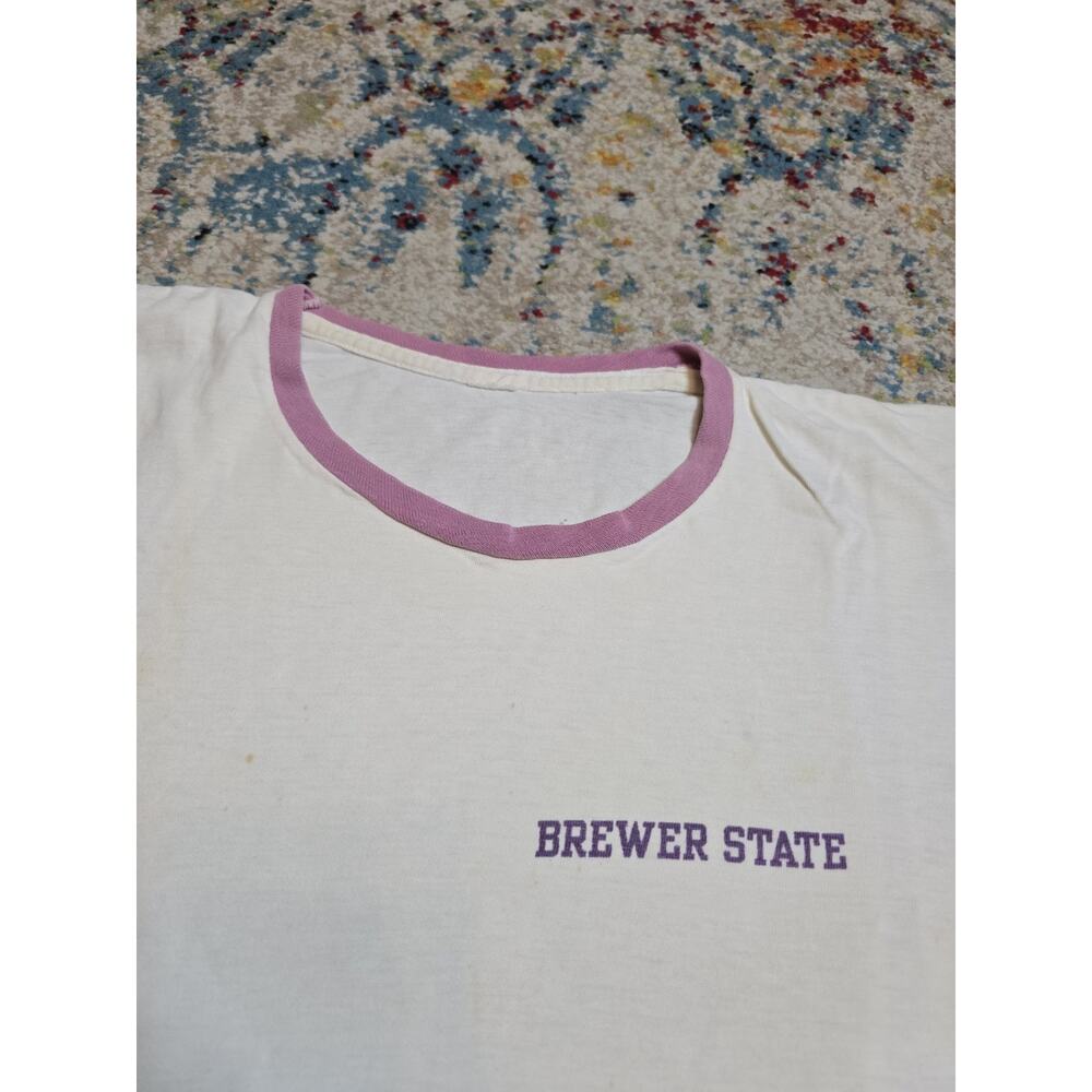 Vintage 70s Brewer State Junior College Bevill State Alabama Ringer T-Shirt Sz S